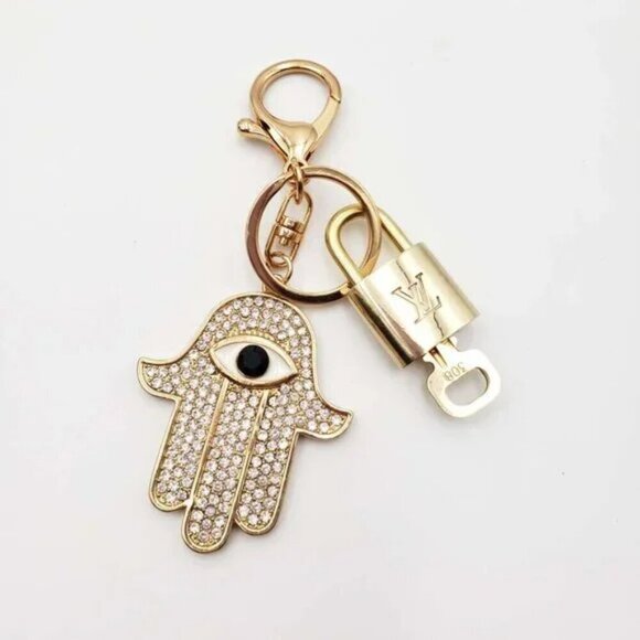 100% Auth Louis Vuitton Lock & Key with unbranded Bagcharm, Keycharm, Keychain - Picture 1 of 9